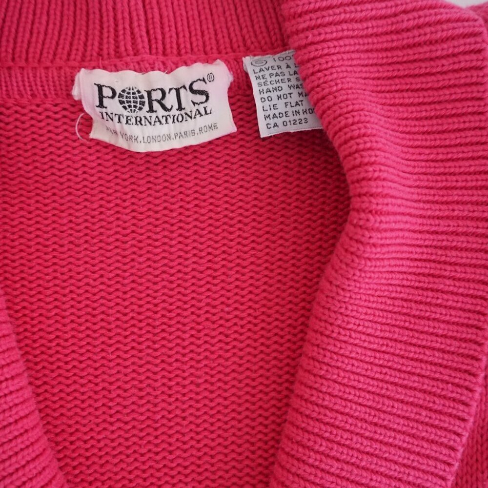 Vintage Ports International Pink Knit Double Breasted Cardigan Sweater S - Picture 11 of 11
